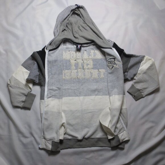 OKC THUNDER sweatshirt CREAM black RARE striped UNK hoodie SIZE L - Picture 12 of 13